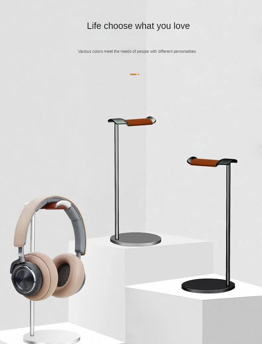 Curved Aluminium Headphone Stand – Sturdy Metal Headset Hanger with Solid Base (Black)