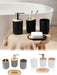 4‑Piece Bathroom Accessory Set – Plastic with Bamboo Toothbrush Holder, Cup & Soap Dish (1‑pc Lotion Dispenser option)