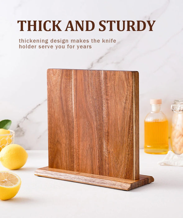 Acacia Wood Magnetic Knife Block – Kitchen Knife Rack with Strong Magnets