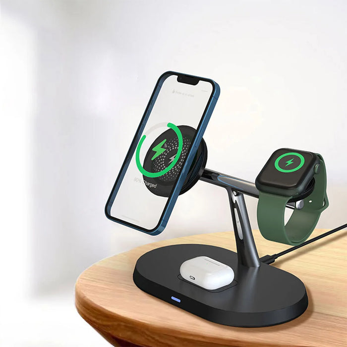 30W 3-in-1 Magnetic Wireless Charger Stand — Fast Charge for iPhone 12–17, Apple Watch (Series 2–8 & SE) & AirPods