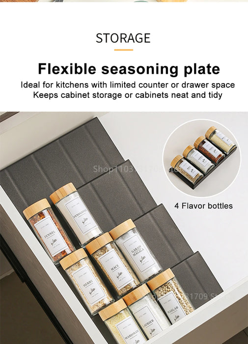 4 Layers Kitchen Spice Drawer Organizer Adjustable Spice Rack for Spice Jars Seasoning Bottles Cabinet Pantry Kitchen Organizer
