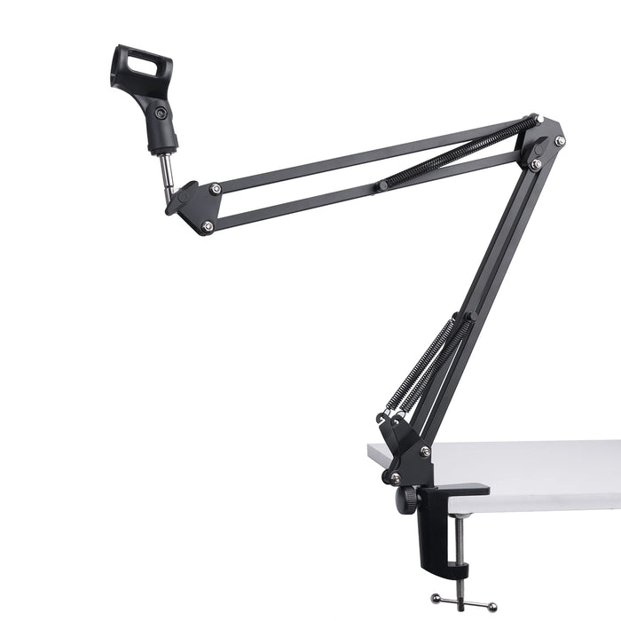 Extendable Scissor-Arm Microphone Boom Stand with Table Clamp & Adapter