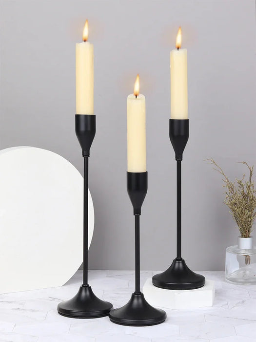 3-Piece European-Style Metal Candlestick Set – Wedding & Table Holders