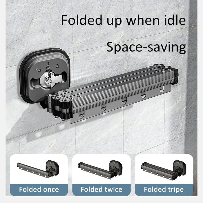 Retractable Wall-Mounted Clothes Drying Rack — Foldable Aluminium, Space-Saving