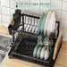 Adjustable 2-Tier Dish Drainer Rack — Plate, Bowl & Cutlery Organiser