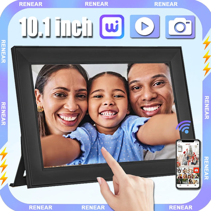 10.1in Wi‑Fi Digital Photo Frame — 1280×800 IPS Touchscreen, 16GB, Auto‑rotate