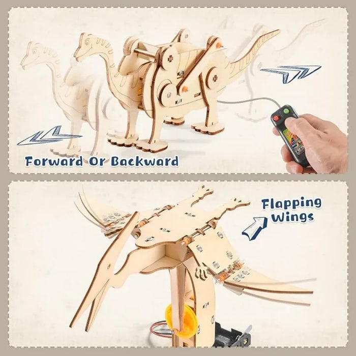 Wooden Dinosaur STEM Model Kit – choose 1 or 4 pcs (T‑Rex, Triceratops, Pterosaur, Brachiosaurus)