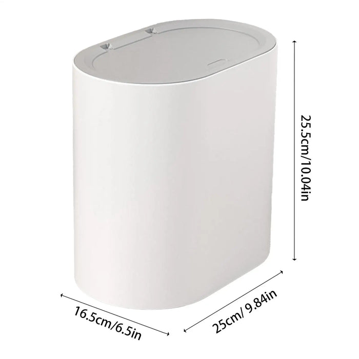 Slim Press-Top Bin with Lid and Wheels — Small Kitchen & Bathroom Waste Basket