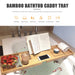 Bamboo Bathtub Caddy Tray – Extendable Spa Tray with Book, Wine and Tablet Holder