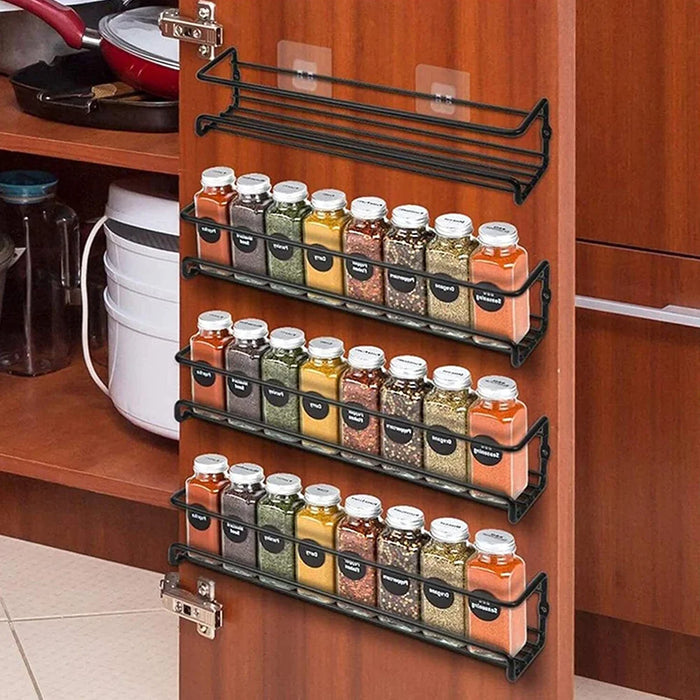 2 or 4‑Pack Spice Jar Rack – Kitchen Cupboard Door & Wall Organiser