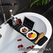 Extendable Bath Shelf Tray with Anti-Slip Phone & Tablet Holder — White or Grey