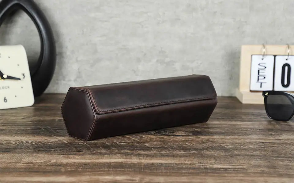 Vintage Genuine Leather Watch Roll Travel Case — 1/2/3/4/6/8 Slot Organiser