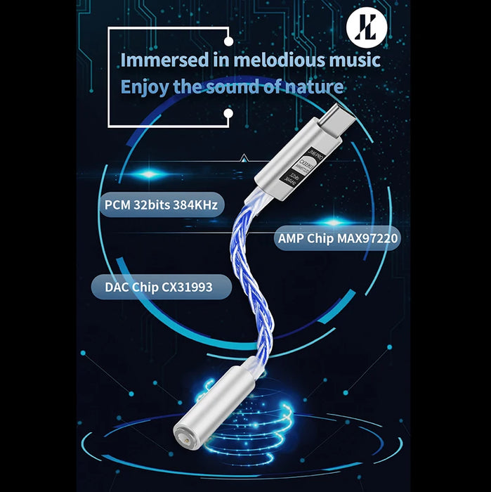 JM6 Pro Type-C to 3.5mm Dual DAC Headphone Amplifier (CX31993 + MAX97220)