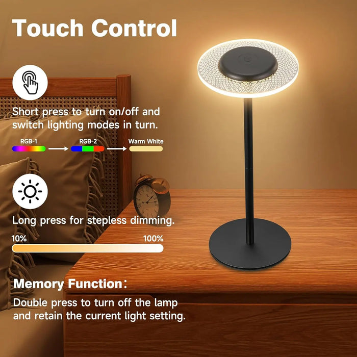 RGB barevně měnitelná bezdrátová stolní lampa - dotykové ovládání, DIY stmívatelné pracovní světlo - ideální pro večeře, terasy, ložnice