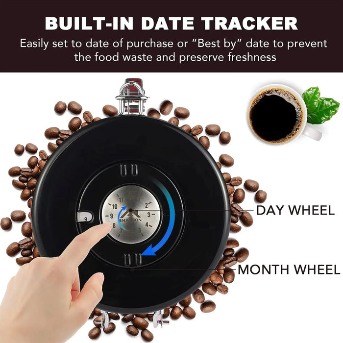 Airtight Stainless Steel Coffee Canister 22oz (1800ml) with Scoop — Black
