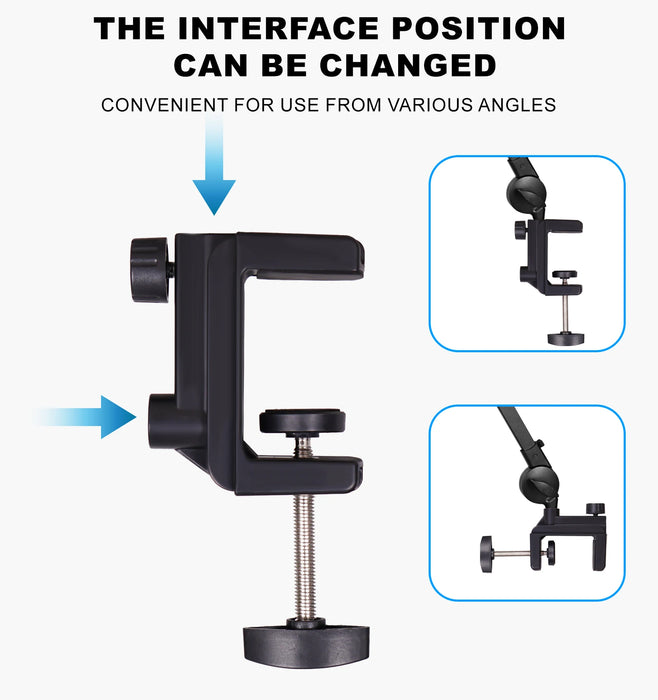 360° Microphone Boom Arm — Adjustable Desktop Mic Stand (Black)
