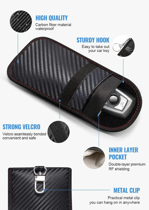 Faraday Key Fob Signal Blocker – Carbon Fibre RFID Protector (Various Sizes)