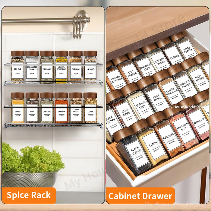 13-piece Glass Spice Jars with Bamboo Lids, 120ml Square Seasoning Jars with Shaker Lids, Labels & Funnel