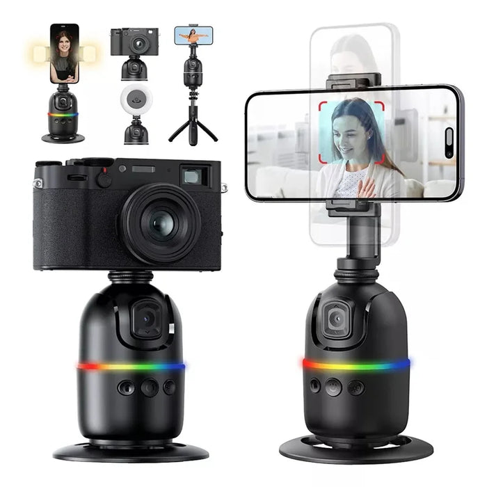 P03 AI 360° Face‑Tracking Selfie Gimbal with Light — Universal Smartphone Stabiliser