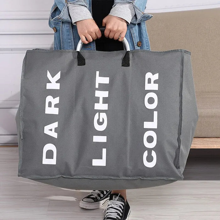3-Compartment Foldable Laundry Hamper Bag – Waterproof Oxford Fabric
