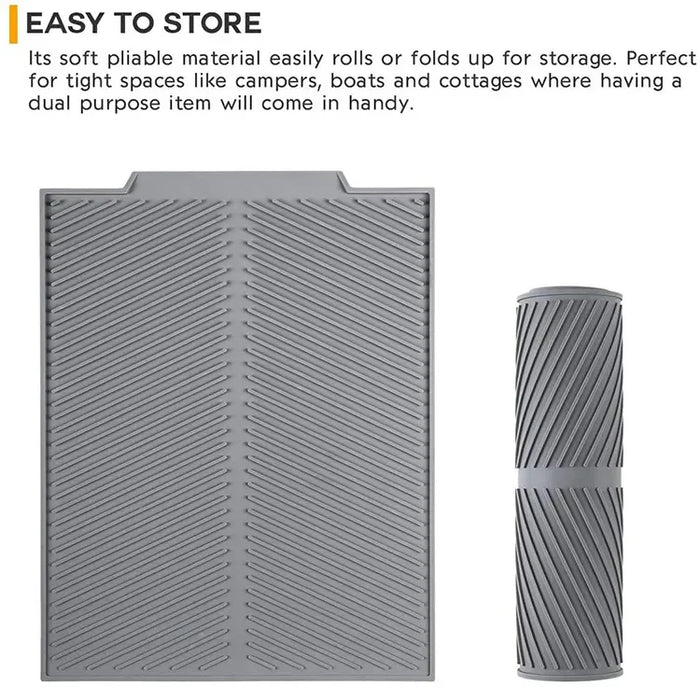 Silicone Drain & Drying Mat – Non‑Slip, Heat‑Resistant Dish Pad