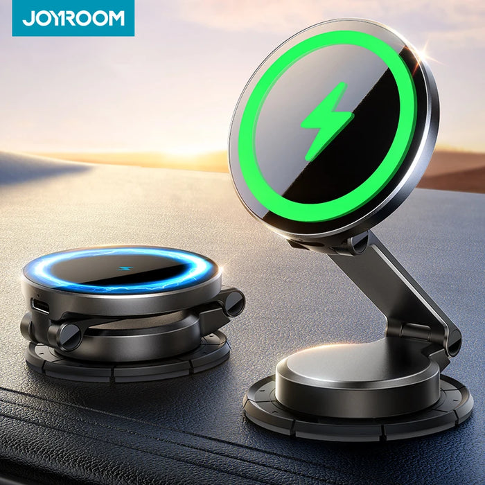 Joyroom JR-ZS408 Magnetic Car Mount — 15W Wireless Charger, N55 Magnets, 360° Rotation