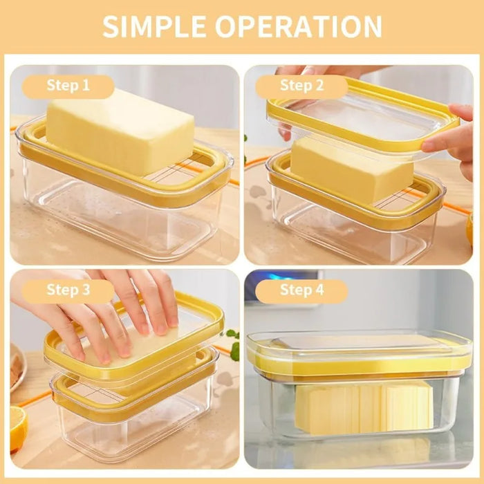 Airtight Butter Slicer & Keeper with Lid — Cutter and Fridge Storage Dish