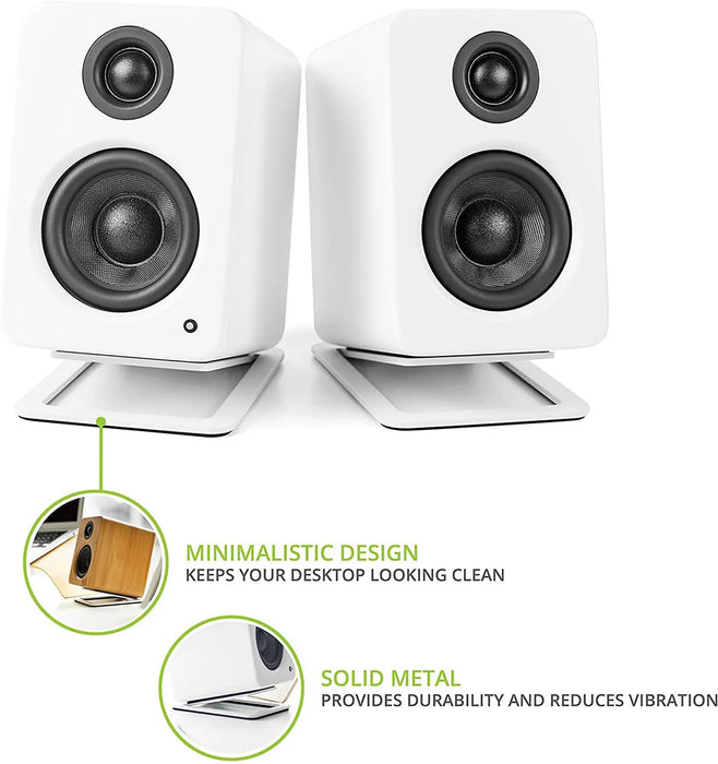 Pair of Desktop Speaker Stands for 3-4in Bookshelf Speakers — White