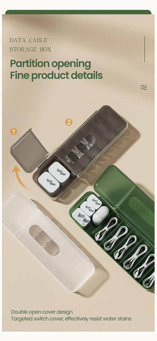 7-Compartment Cable Storage Box – Plastic Cord Organiser for Home & Travel