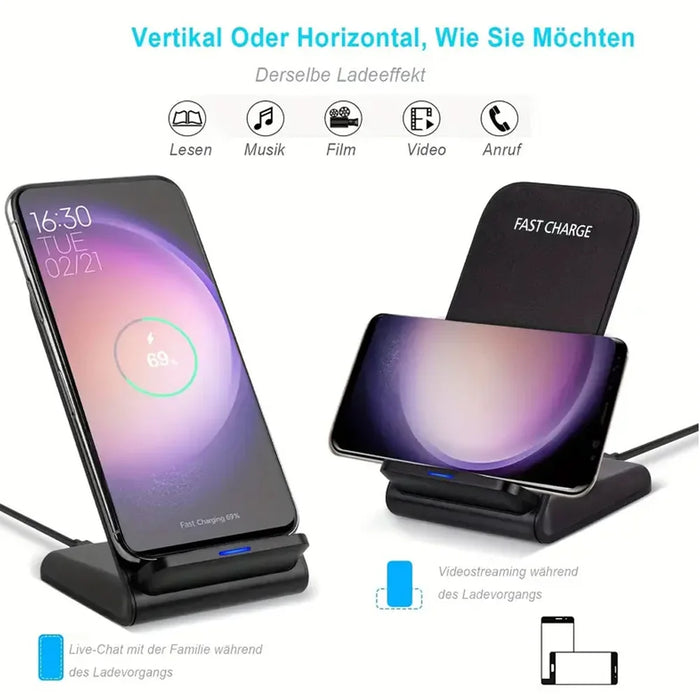 30W Fast Qi Wireless Charging Stand – Compatible with iPhone, Samsung, Xiaomi & Huawei