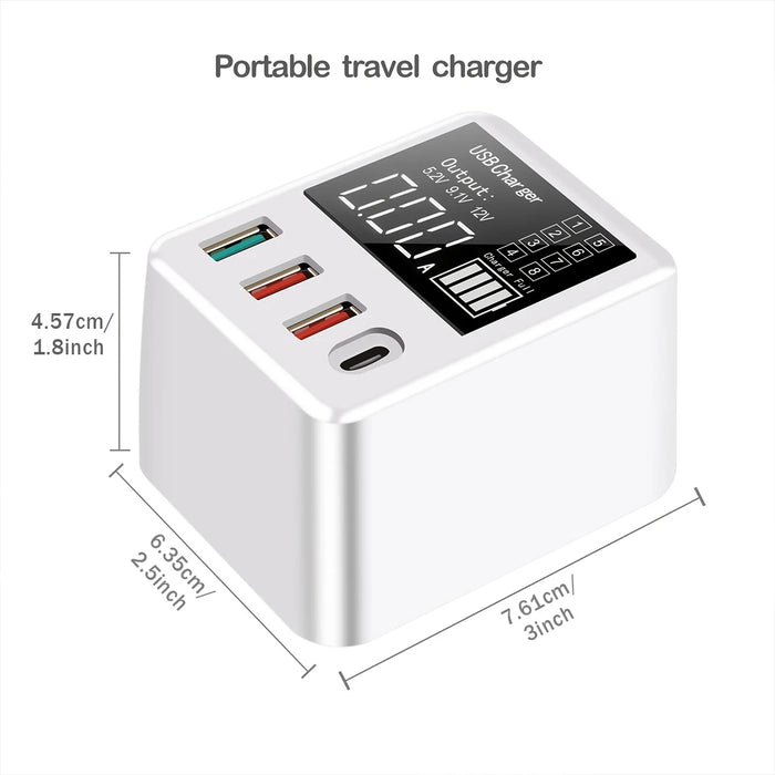 40W 4-Port USB-C Charging Station with 20W PD & QC 3.0 – White