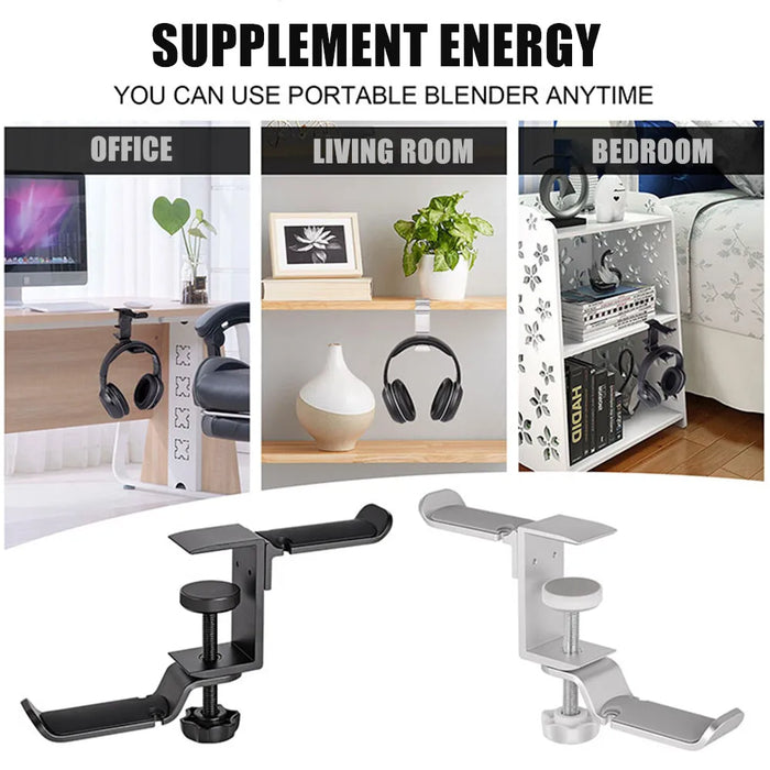 PC Gaming Aluminium Dual Headset Stand — Under-Desk Clamp with Adjustable Rotating Arm