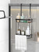 QH Dual-Tier Shower Caddy — Metal & Plastic Bathroom Shelf (Wall or Over-Door)