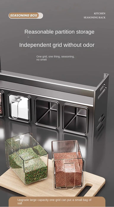 No-drill Wall-mounted Metal Spice Rack — Rust-resistant Kitchen Organizer