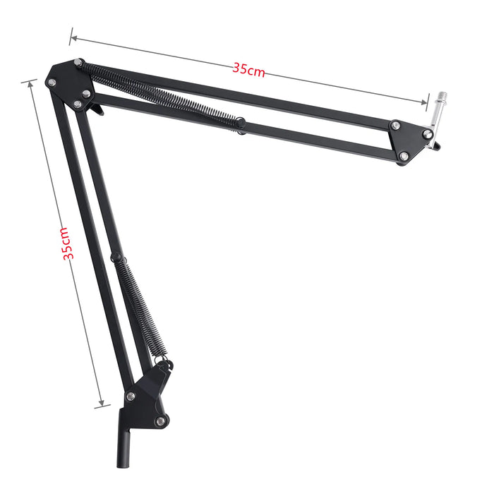 Extendable Scissor-Arm Microphone Boom Stand with Table Clamp & Adapter