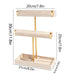 Two-Level T-Style Bangle Stand – Wooden, Velvet-Lined Jewellery Display (Black, Beige)