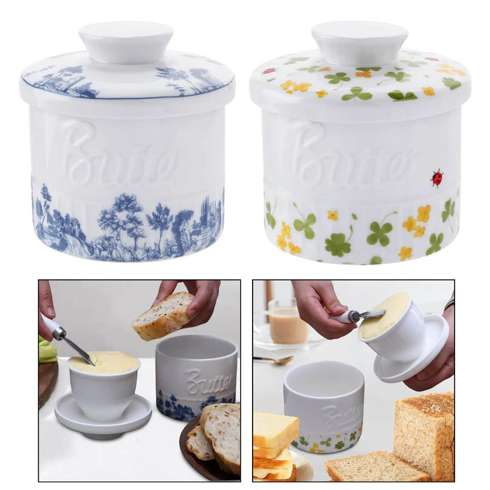 Ceramic Butter Crock with Lid — Keeps Butter Fresh & Spreadable, 10×10×11cm