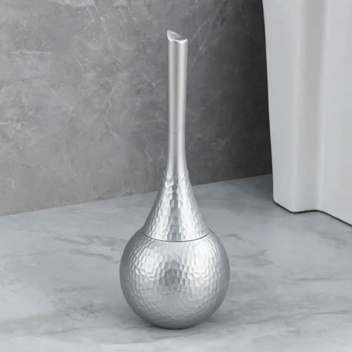 Long‑Handled Toilet Brush with Base Holder — Non‑Scratch Bathroom Brush, Gold or Silver