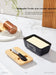 Ceramic Butter & Cheese Storage Box with Bamboo Lid and Knife — 14.8×8.5×6cm