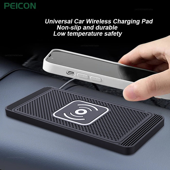 Wireless Car Charging Pad for iPhone 16/15/15 Pro Max, 14–X & Samsung S24/S23 — Silicone Pad, 15W Fast Charge
