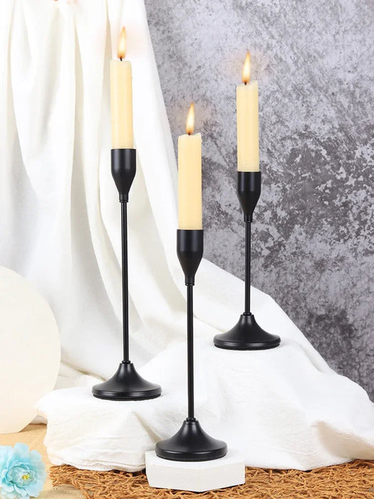 3-Piece European-Style Metal Candlestick Set – Wedding & Table Holders