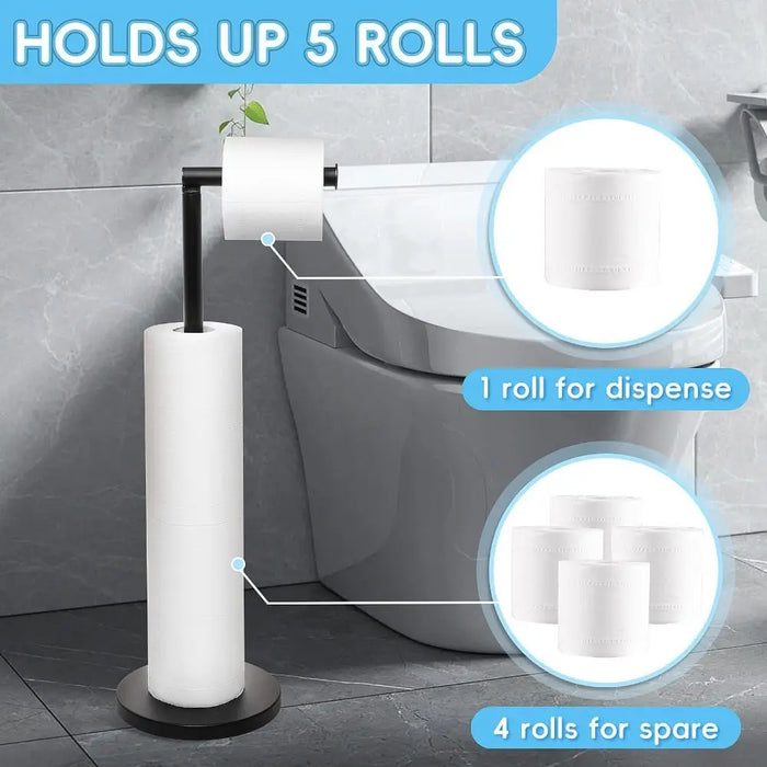 Stainless Steel Freestanding Toilet Roll Holder – 4–5 Roll Storage