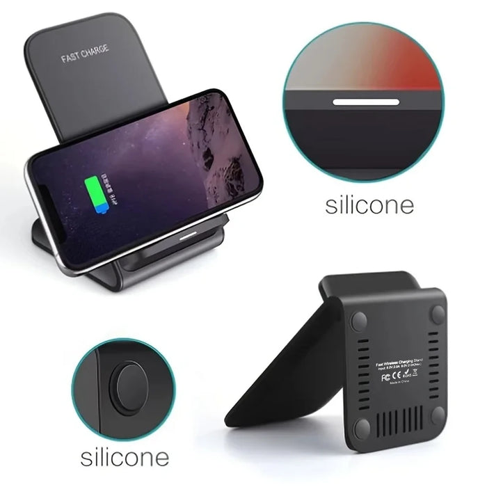 Fast Wireless Charging Stand — 30W Qi Charger for iPhone 12–17 Pro Max, Samsung S21–S24 & Xiaomi