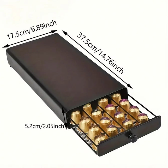 40‑Pod Nespresso Drawer Organiser – Coffee Capsule Storage Rack (Black)