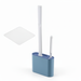Silicone Wall-hanging Toilet Brush & Holder — Long Handle, Soft Bristles, Blue