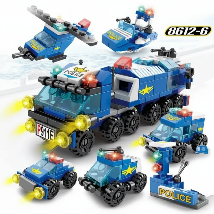 147-piece 6-in-1 City Police Building Block Set (monkey man) – Small bricks for ages 6-12
