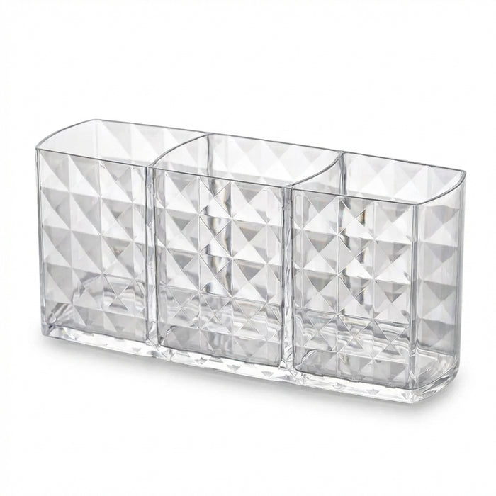 Clear Acrylic-Style Make-up Brush & Lipstick Organiser — Desk Cosmetic Holder