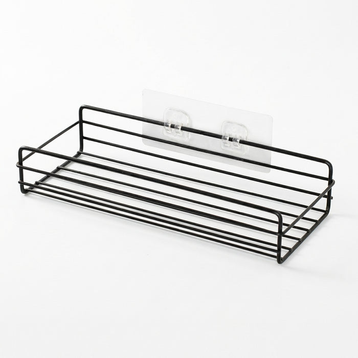 Corner Punch-Free Storage Rack — Single-Tier Bathroom & Kitchen Shelf (Black)