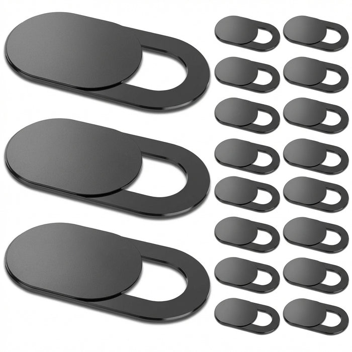 Webcam Privacy Cover — Slim Slide Shutter, 1/3/15 Pack (Black or White)