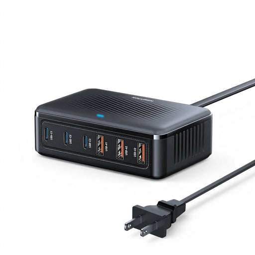 100W GaN 6-Port USB Charger — 3x USB-C & 3x USB-A (UK plug option)